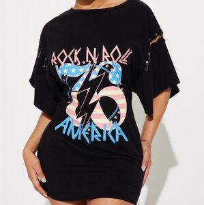 Rock 'N' Roller Black T Shirt Mini Dress Size Medium
